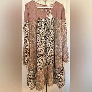 Oddy 3X Leopard and Floral Print Dress NWT!